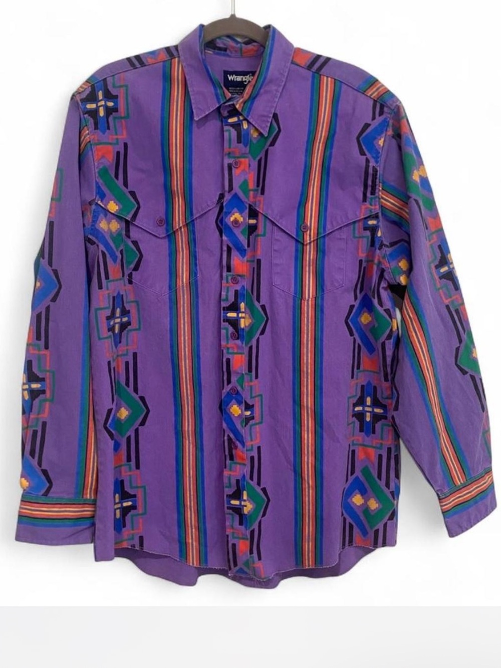 RARE VINTAGE WRANGLER BRUSHPOPPER WESTERN BUTTON DOWN LONG SLEEVE SHIRT LARGE